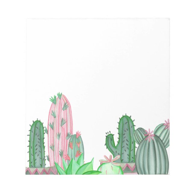Grönt och Rosa Cactus Gräns Anteckningsblock (Framsida)