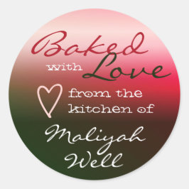 Grönt och Rosa Färg Baksida med Kärlek Heart Runt Klistermärke