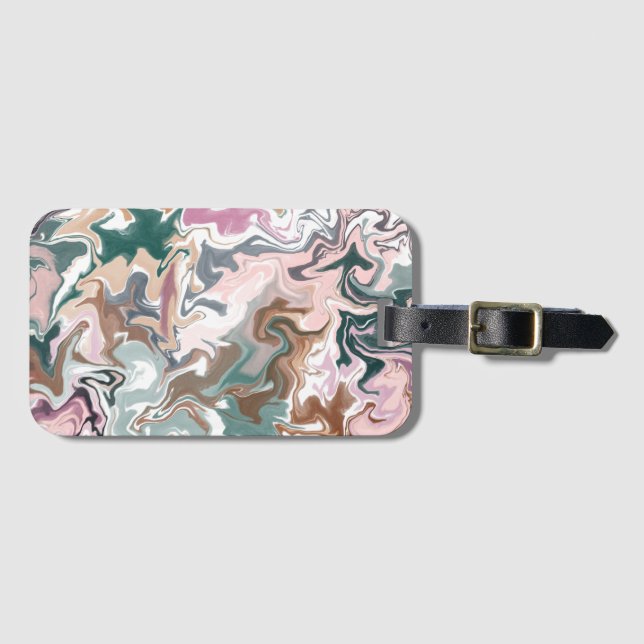 Grönt och rosa flytande akrylat bagagebricka (Framsida horisontal)