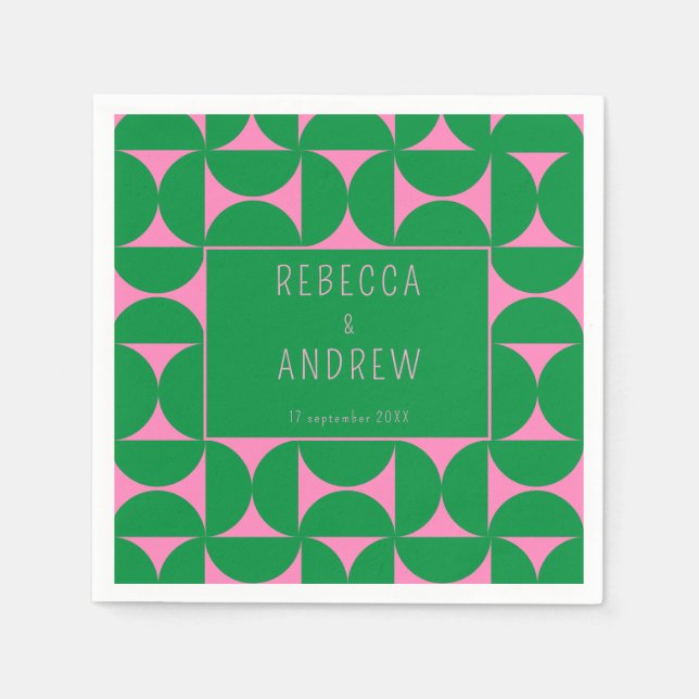 Grönt och Rosa för skogarna i Abstrakt i mitten av Pappersservett (Framsidan)