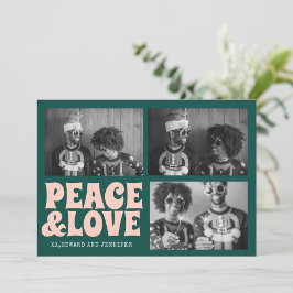 Grönt och Rosa Fredsfoto och julfoto i Kärlek Kort