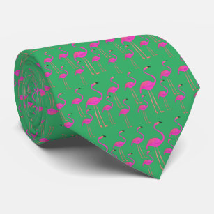 Grönt och Rosa Funky Flamingos Tie Slips