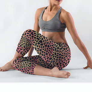 Grönt och rosa Giraffe Safari Skriv ut Leggings