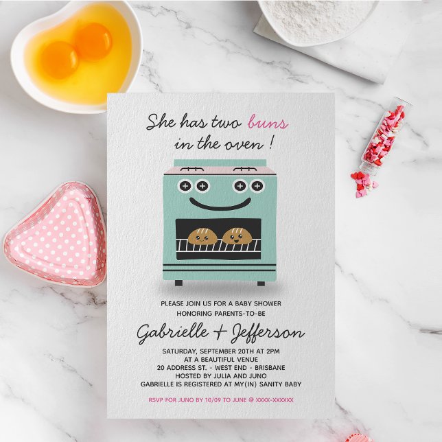 Grönt och Rosa i Oven Twillingars babyskor Inbjudningar (Skapare uppladdad)