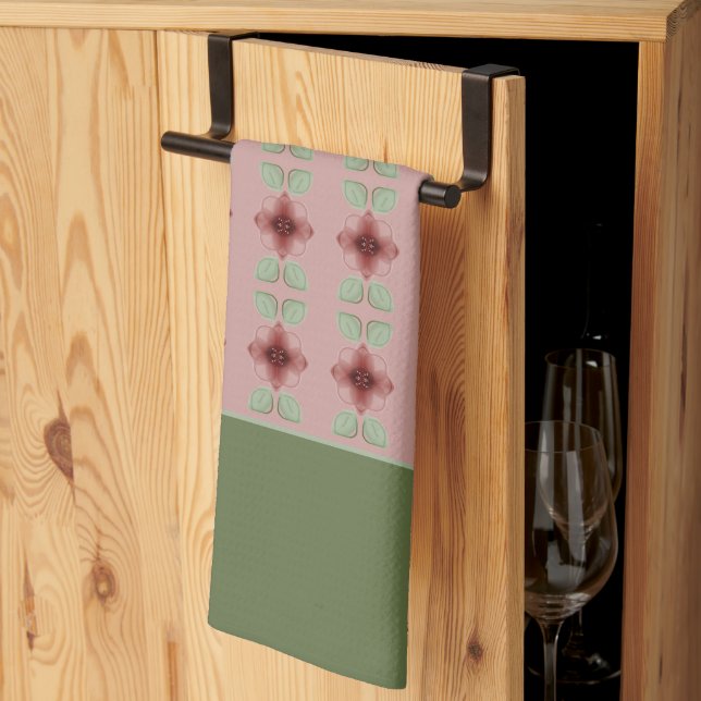 Grönt och Rosa Kökshandduk (Thirds Fold)