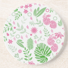 Grönt och rosa löv och blommor underlägg