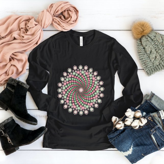 Grönt och Rosa Mandala T Shirt (Skapare uppladdad)