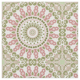 Grönt och Rosa Mandala Vintage Bohemsk Mönster Tyg