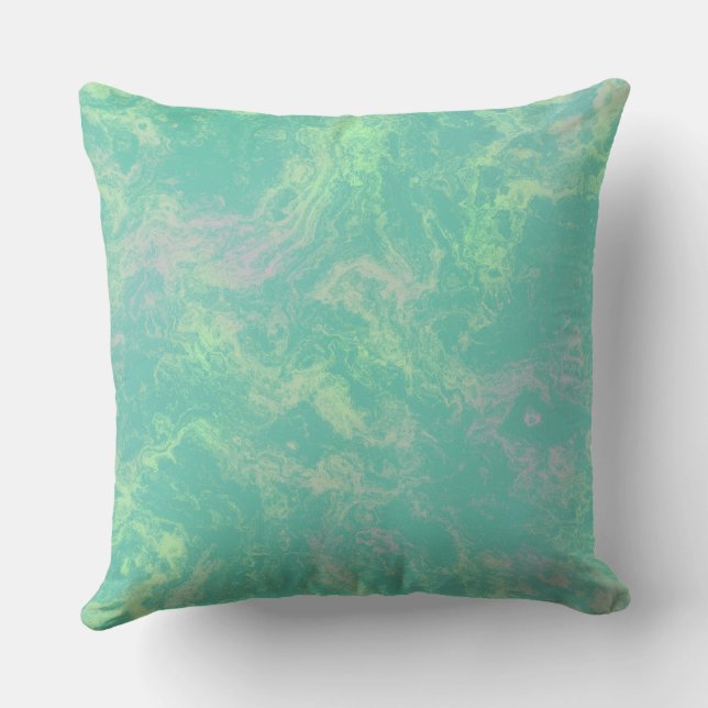 grönt och rosa Marble abstrakt Kudde (Baksida)