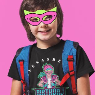 Grönt och rosa mask för superhjälten Avatar Birthd T Shirt