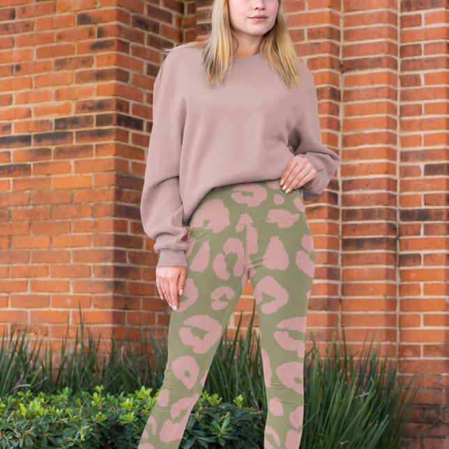 Grönt och Rosa Modern Leopard Mönster Leggings (Skapare uppladdad)