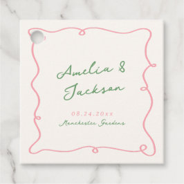 Grönt och Rosa Napkins vid Hand plockade Bröllop o Gåvor Etiketter