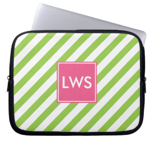 Grönt och Rosa Nautical Rand Monogram Laptop Fodral