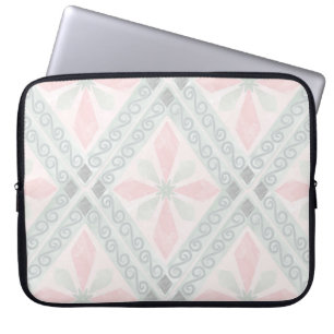 Grönt och rosa pastelldiamantmönster laptop fodral