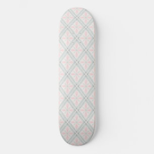 Grönt och rosa pastelldiamantmönster mini skateboard bräda 18,5 cm