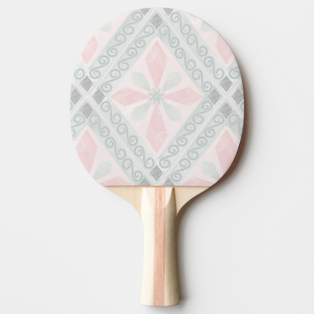Grönt och rosa pastelldiamantmönster pingisracket (Framsidan)