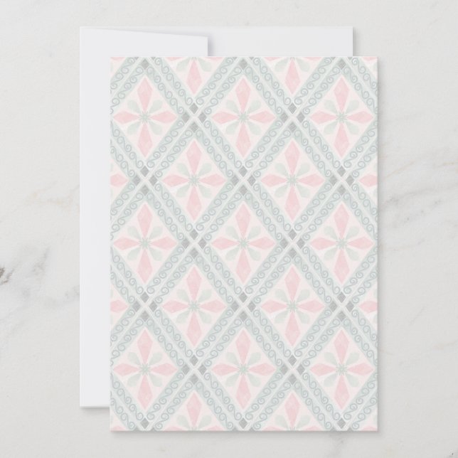 Grönt och rosa pastelldiamantmönster spara datumet (Framsida)