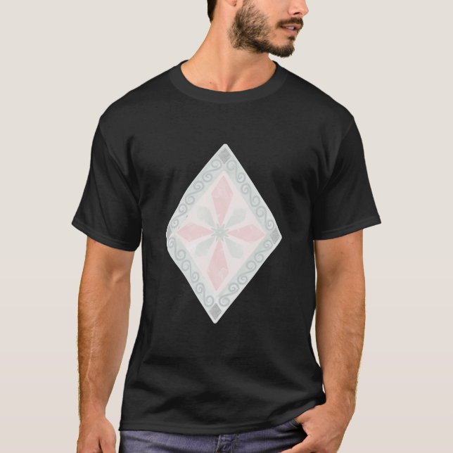 Grönt och rosa pastelldiamantmönster t shirt (Framsida)