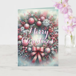 Grönt och Rosa Personlig jul Kort
