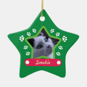 Grönt och Rosa Pet Tassar julfoto Ornament