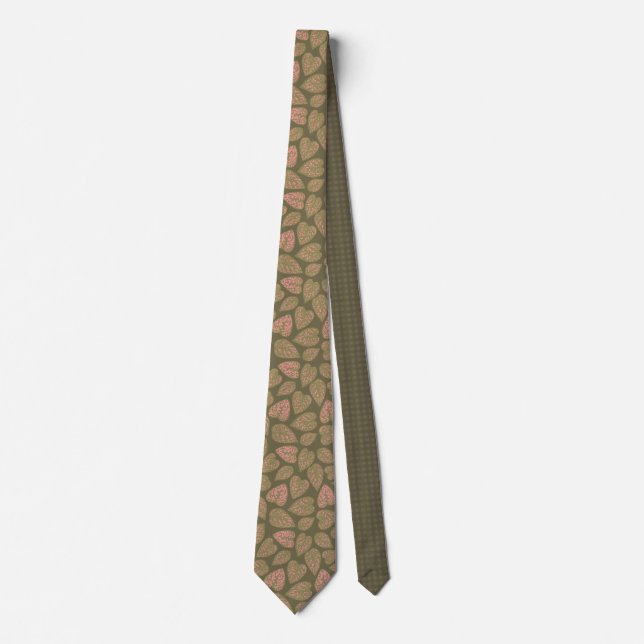 Grönt och Rosa Polka Dot Plant Löv Slips (Framsida)
