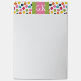 Grönt och Rosa Polka - punktmonogram efter anteckn Post-it Block