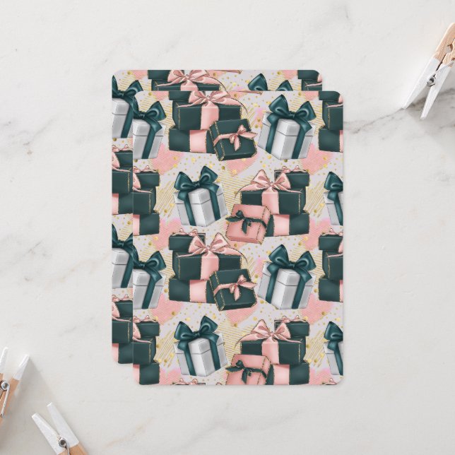 Grönt och rosa presenter inbjudningar (Fram/Back In Situ)