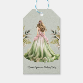 Grönt och Rosa Quinceanera-Födelsedagsfest Presentetikett