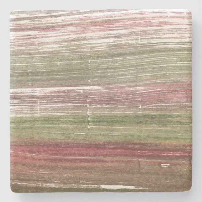 Grönt och rosa rand konst stenunderlägg (Framsidan)