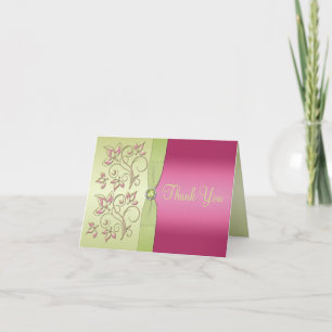 Grönt och rosa tack-kort tack kort