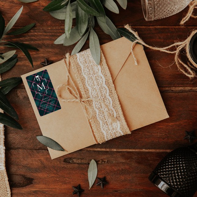 Grönt och Rosa Tartan | Anpassningsbar Monogram ju Fraktsedel (Skapare uppladdad)