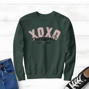 Grönt och Rosa XOXO Valentine Sweatshirt T Shirt