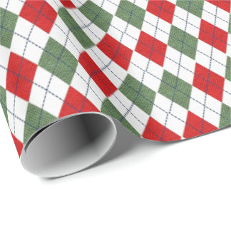 Grönt och rött Argyle-mönster Presentpapper