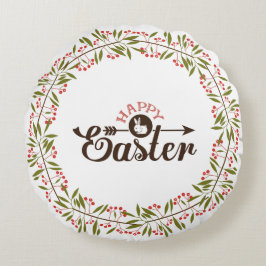 Grönt och rött Blommigt med kärna Rund Kudde