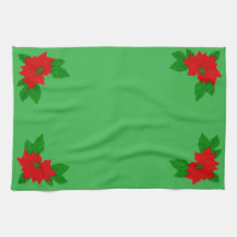 Grönt och rött Poinsettia kökshandduk