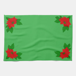Grönt och rött Poinsettia kökshandduk