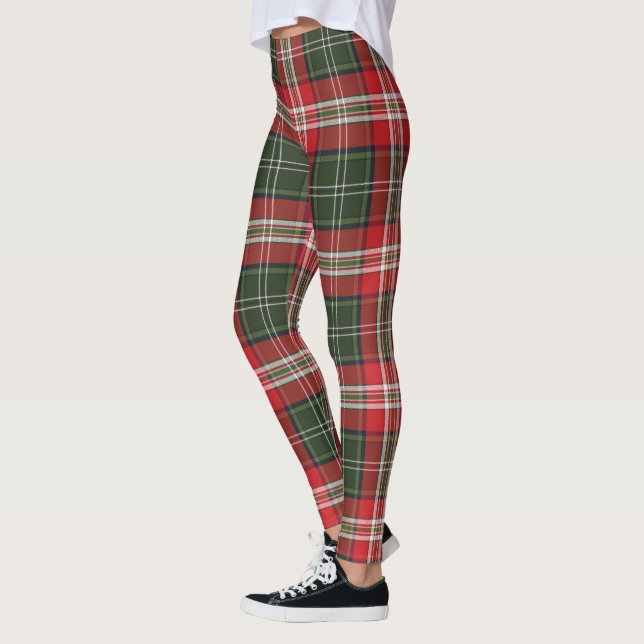  grönt och rött Royal Stewart Tartan Leggings (Vänster)