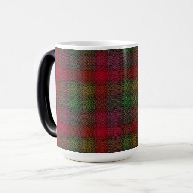 Grönt och rött, tartan magisk mugg (Framsida vänster)