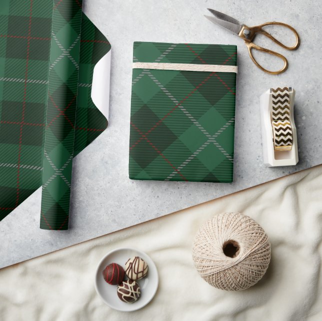 Grönt och rött Tartan-rutigt jul Presentpapper (Hantverk)