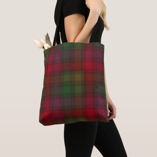 Grönt och rött, tartan tygkasse (Närbild)