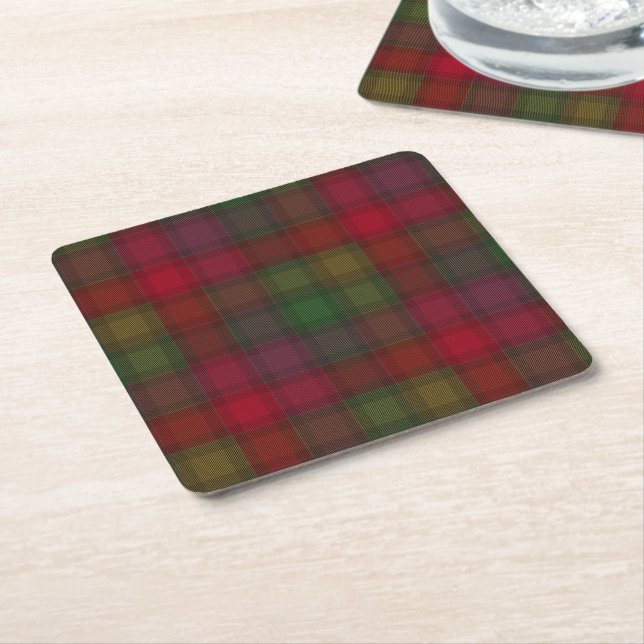 Grönt och rött, tartan underlägg papper kvadrat (Vinklad)