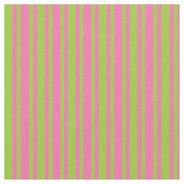 Grönt och Shock rosa Färgad Rand Tyg (Närbild)