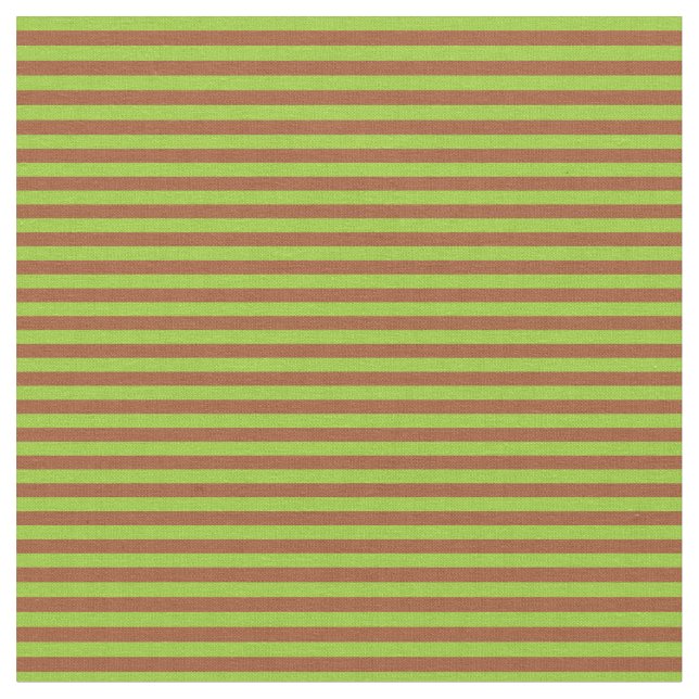 Grönt och Sienna Stripe Mönster Tyg (Närbild)