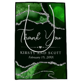 Grönt och Silver Faux Glitter Agate Bröllop