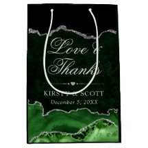 Grönt och Silver Glitter Marble Agate Bröllop