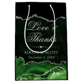 Grönt och Silver Glitter Marble Agate Bröllop