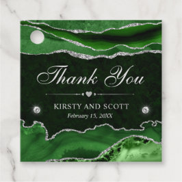 Grönt och Silver Glitter Marble Bröllop Gåvor Etiketter