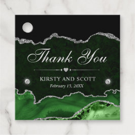 Grönt och Silver Glitter Marble Bröllop Gåvor Etiketter