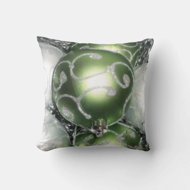 grönt och Silver Gnistra i Dekorativ kudde (Framsida)