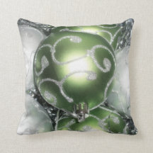 grönt och Silver Gnistra i Dekorativ kudde